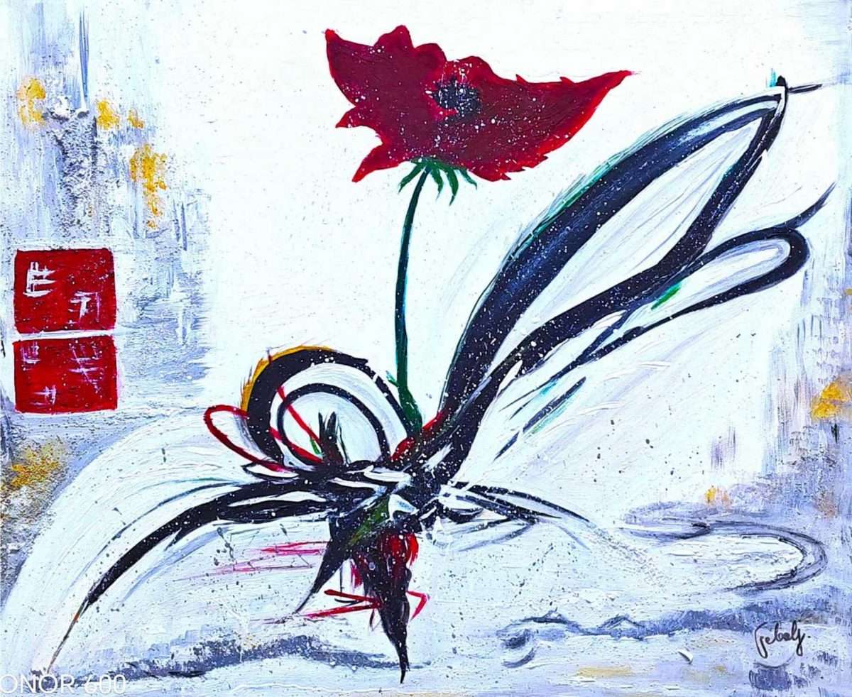 snježana Šebalj crveni mak akril platno 50 x 70 2021