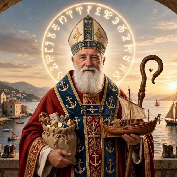Sv. Nikola biskup – Bezvremenski simbol darivanja, zaštite i pomorske tradicije AI foto