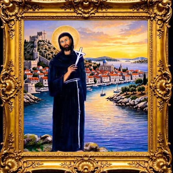 Sveti Nikola Tavelić – Umjetnička interpretacija na platnu u serijalu „Svetost u svjetlu budućnosti” na portalu Akademija Art