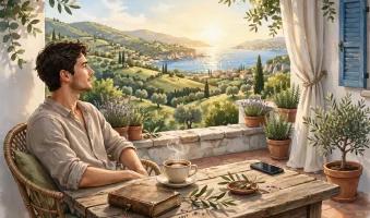 topla mediteranska terasa ai foto