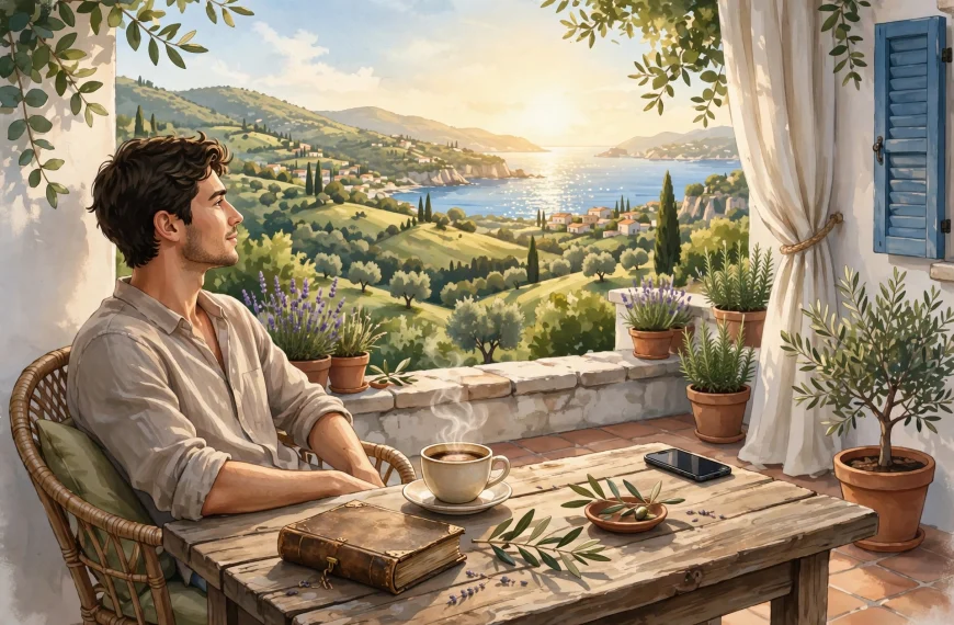 topla mediteranska terasa ai foto