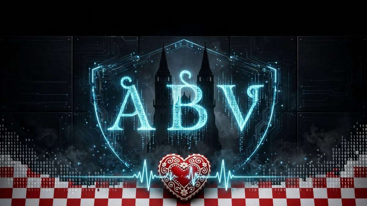 digitalni štit od glagoljice az buki vedi koji svijetli kao kod, katedrala u pozadini, licitarsko srce koje kuca u ritmu ekg a na šahovnici ai foto