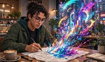 eksploziju glowing digital paint — holografski potezi kistom ai foto