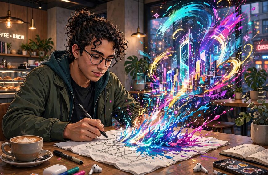 PLAV POD NAJLJEPŠIM ZVIJEZDAMA PROKLETIJA eksploziju glowing digital paint — holografski potezi kistom ai foto