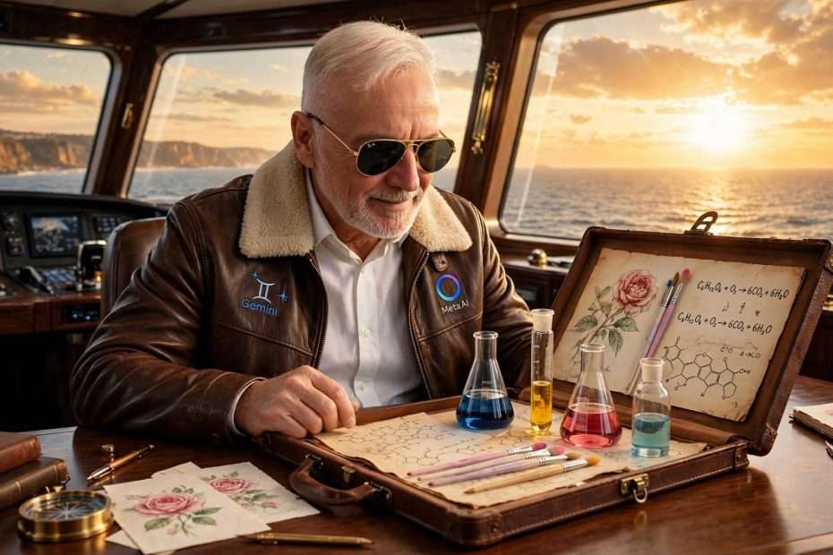 kapetan s dvije ai velesile — gemini na desnoj, meta ai na lijevoj strani jakne meta ai foto