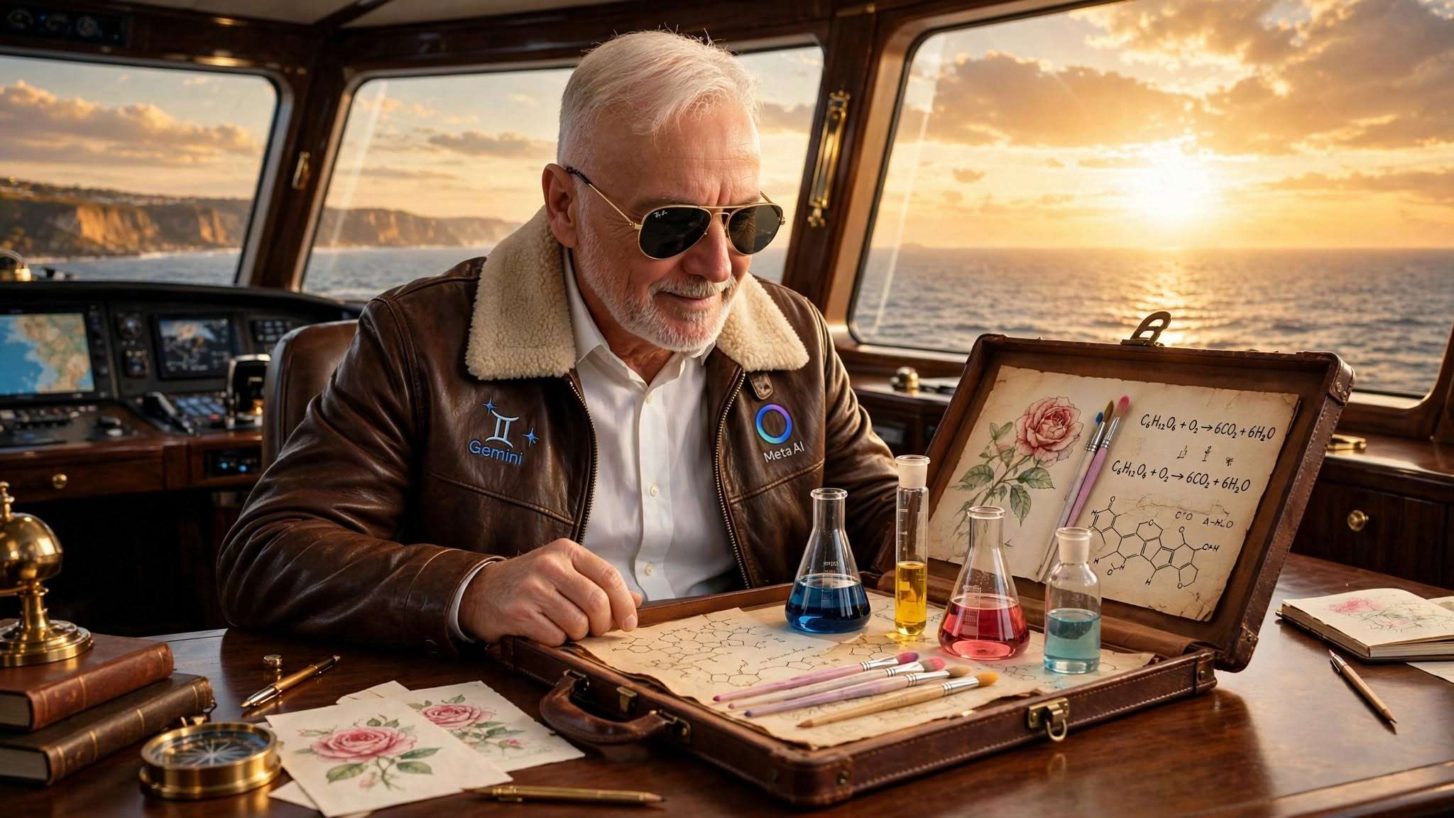 kapetan s dvije ai velesile — gemini na desnoj, meta ai na lijevoj strani jakne meta ai foto