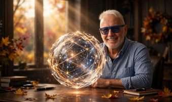 lebdi kristalna sfera s neuronskim nitima i zlatnom geometrijom stjepan katic meta ai foto