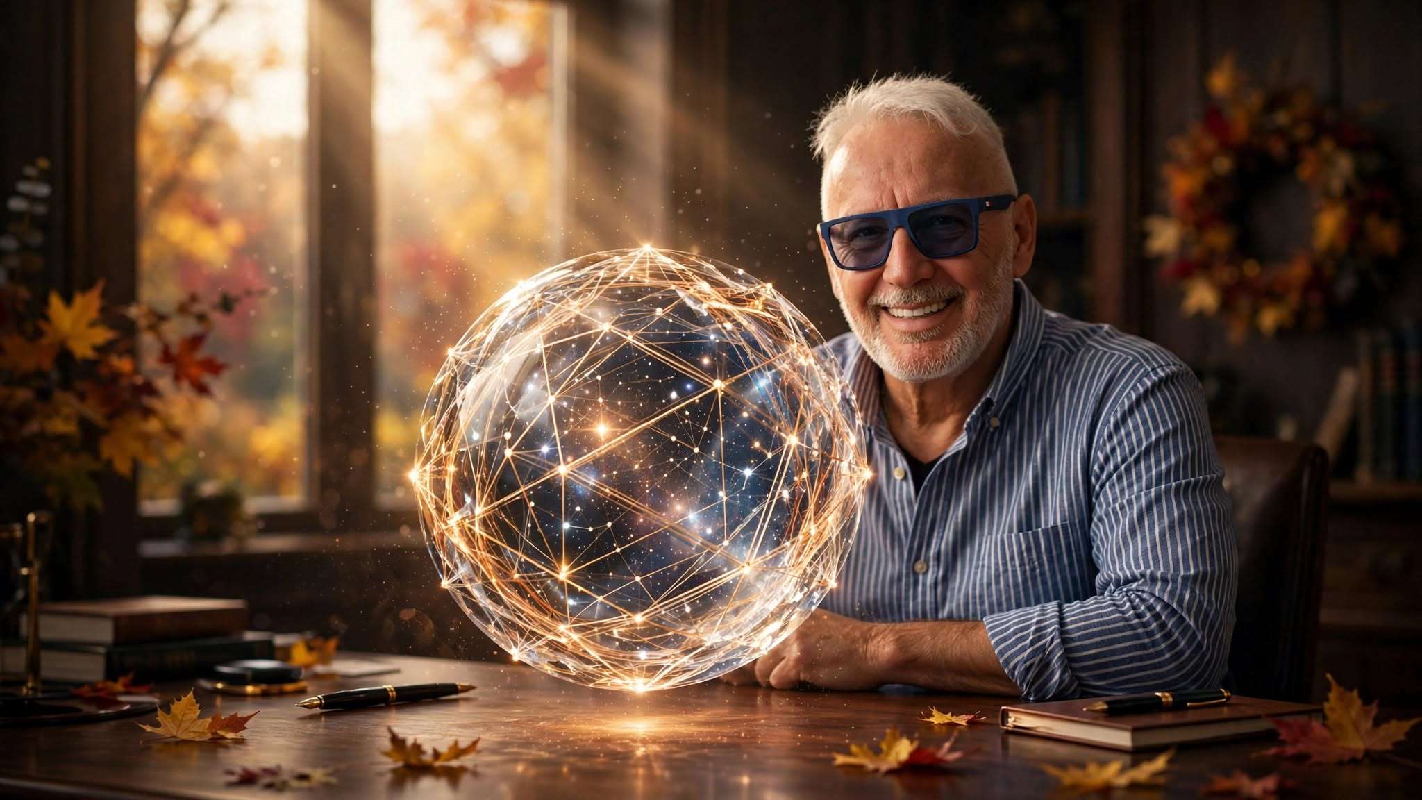 lebdi kristalna sfera s neuronskim nitima i zlatnom geometrijom stjepan katic meta ai foto