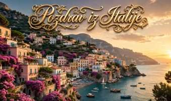 pozdrav iz italije amalfi u zlatnom zalasku meta ai foto