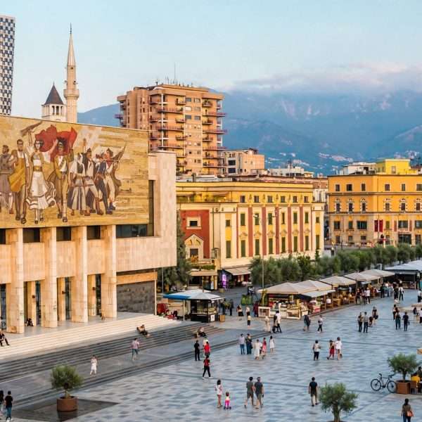 tirana, skenderbegov trg u svom punom sjaju meta ai foto