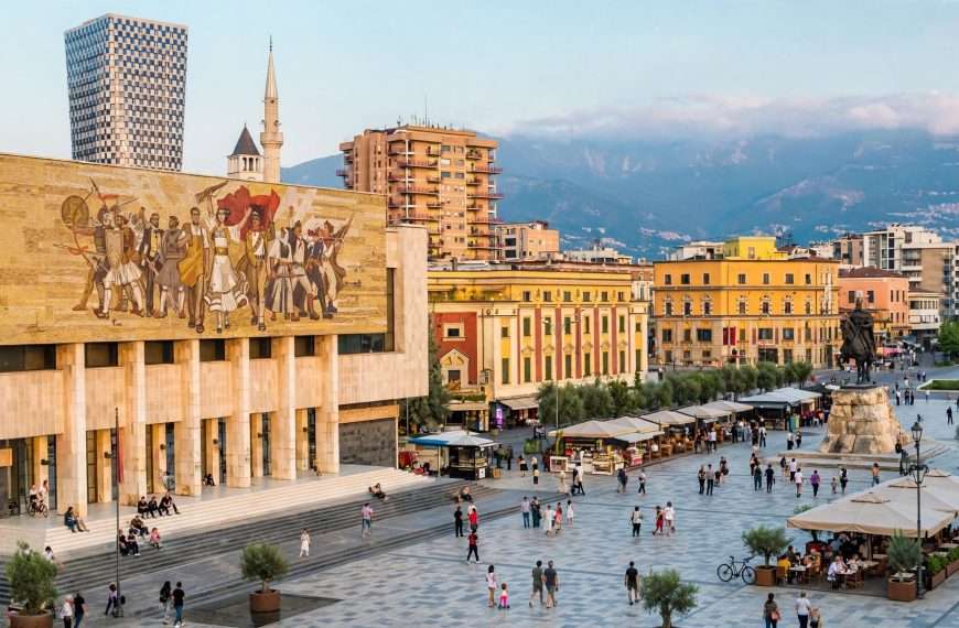tirana, skenderbegov trg u svom punom sjaju meta ai foto