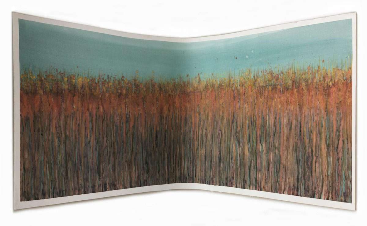 u mirnom zrelom žitu čulo se zujanje kukaca i šuškanje voluharica 100x42cm, akvarel na papiru 2026.